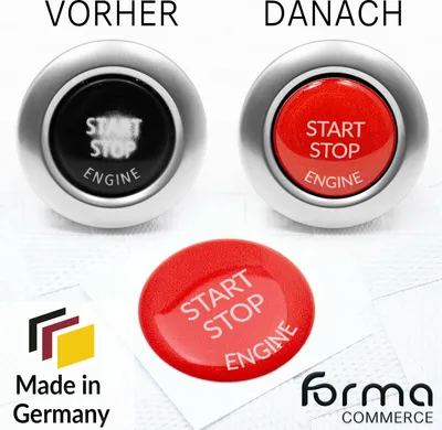 Produktbild von Start Stop Knopf Motor Taste Abdeckung für BMW 3 5 E90 E91 F32 F33 E60 E61 F02 Rot