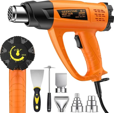 Produktbild von SEEKONE Heißluftpistole Kit, Variable Temperaturregelung 60℃- 600℃ Heissluftgebläse mit 7 Zubehör