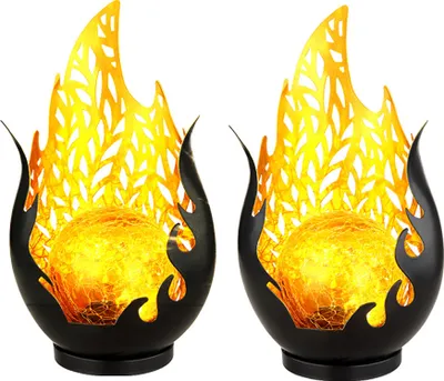 Produktbild von 2x LED Solarleuchte, Wetterfest, schwarz, gold, Akku, H 26,5cm