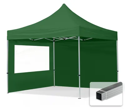 Immagine prodotto di TOOLPORT 3x3m gazebo pieghevole con laterali (finestre panoramiche), ECONOMY alluminio, verde scuro