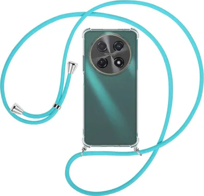 Produktbild von Handykette Backcover-Schutzhülle mit Band (Metall silberfarben) für Huawei nova 12i - türkis