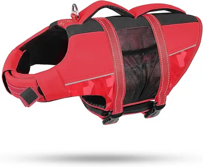Produktbild von Rettungsweste für Hunde - Größe L - Polyester - Reflektierend - Rot