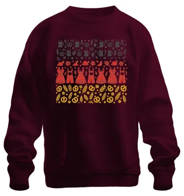 Produktbild von Bayern Tracht Dirndl Lederhose Brezel Wiesn Herz Sweatshirt Pullover, Burgundy, L