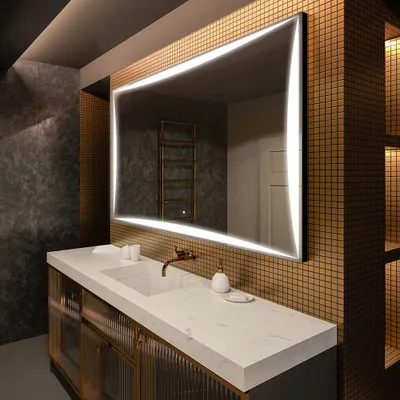 Obrázok produktu pre Moderne zrkadlo do kupelne s osvetlenim LED 170x100 cm | Farba LED: Biela studená 7000K | Spínač podsvietenia: Dotykový | LED077