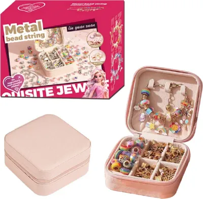 Produktbild von COIL Schmuckset, Kinderschmuck, Perlen zum Auffädeln, Selbstbausatz, DIY Set, Kreativset, Charm Set, Armband, Kette, Haarschmuck, 66 Teile