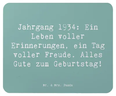 Produktbild von Mr. & Mrs. Panda Mousepad Spruch 1934 Geburtstag - Meeresbrise - Geschenk, mausteppich, laptop, Mauspad, unvergessliche Momente, Alter, Happy Birthday, Glückwünsche zum