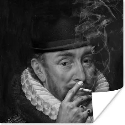 Produktbild von MuchoWow® Poster Porträt von Wilhelm I. - Adriaen Thomasz - Schwarz und Weiß 50x50 cm - Wohnzimmerdekoration