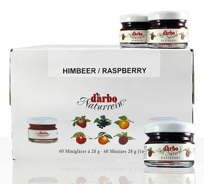 Zdjęcie produktu dla Darbo Dżem Extra Malinowy Naturalny małe słoiczki 60x 28g