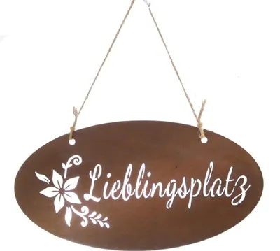 Produktbild von Metall Hänger. LIEBLINGSPLATZ. Rost Schild. Dekoschild 38 x 20cm.