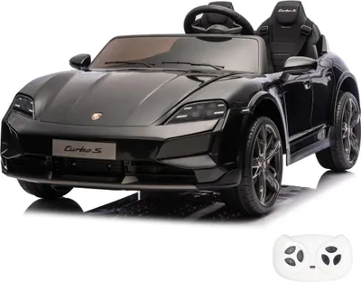 Produktbild von Porsche Taycan Turbo S Kinder Elektroauto 24V (2-Sitzer, 2–6 Jahre) – Offiziell Lizenziert, mit Fernbedienung, EVA-Reifen & LED – Schwarz