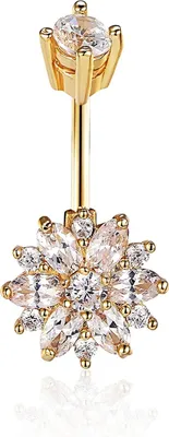 Produktbild von Karisma Bauchnabelpiercing Blume Anhänger Banana Zirkonia - Weiss - Roségold
