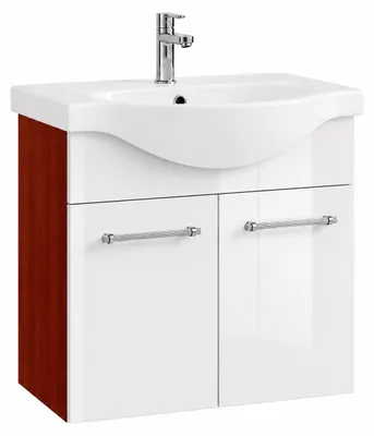 Productafbeelding van Wastafel met onderkast ALVA 65 cm wit hoogglans 2 deuren badkamermeubel