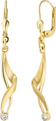Produktbild von JOBO Ohrhänger 375 Gold Gelbgold matt 2 Zirkonia Ohrringe Boutons Goldohrringe