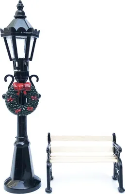 Produktbild von Stück Miniatur-Weihnachtsstraßenlaternenpfosten, Parkbänke, Mini-Straßenbeleuchtungsmodell, Puppenhaus-Weg-Feengarten-Zubehör
