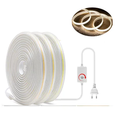Produktbild von 02 Meter, Neutralweiß 4000K COB LED Strip Streifen Set, IP20 Netzkabel mit Dimmer.(240LEDs/M, Teilmöglichkeit aller 10 cm)