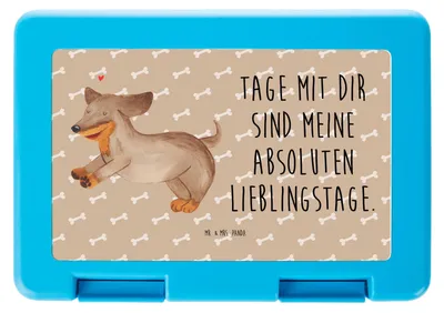 Produktbild von Mr. & Mrs. Panda Bentobox Hund Dackel - Hundeglück - Geschenk, Sprüche, Herz, Snackbox, Lunchbox, Brotzeitdose, Hunde, Bento Box, Lebensmittel Aufbewahrungsbox