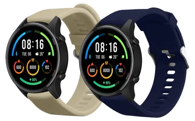 Produktbild von kwmobile 2x Uhrenarmband für Xiaomi Mi Watch / Mi Watch Color Sport Armband - Fitnesstracker Band Set aus TPU Silikon - Ersatzarmband Smartwatch -