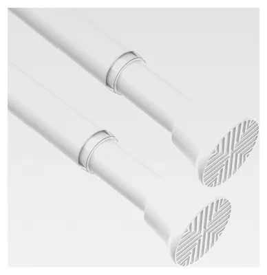 Produktbild von Gardinenstange ohne Bohren 60 bis 120 cm, 2 Stück Teleskopstange, Weiß