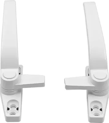 Produktbild von 2 Stück UPVC Fenstergriff links und rechts mit Aluminium-Fensterschlössern - weiß