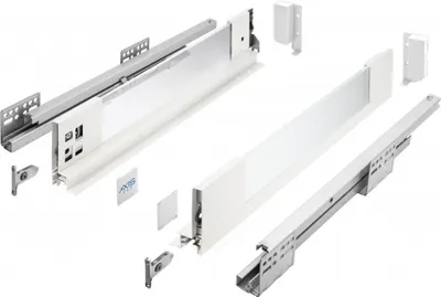 Produktbild von Milchglas-Zargen Schubladensystem Weiß Dämpfung Unterflurführung Schubkastensystem 400mm 120mm