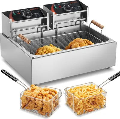 Kommerzielle Elektrische Fritteuse 2500W - 12L Edelstahl - Upgrade bis 200°C - Hohe Effizienz - Gastronomie-Fritteuse