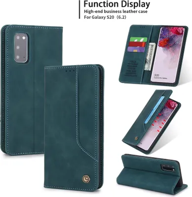 Produktbild von Galaxy S20 Hülle, LaimTop Retro Kunstledertasche Schutzhülle mit Kartenfach Standfunktion für Samsung Galaxy S20 Blau