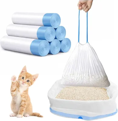 Produktbild von Katzentoilettenbeutel 50 x 45 cm, 120 Stück, PE-Material, mit Tragegriff, für Haustiere