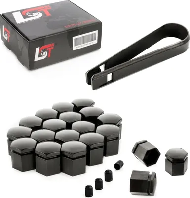 Produktbild von 20x Radschrauben Abdeckkappen Radschraubenkappen 17 mm schwarz für AUDI PORSCHE