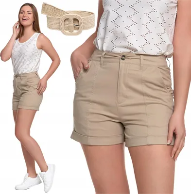 Produktbild von Damen Shorts mit Gürtel Baumwolle Bequem mit Taschen MORAJ S