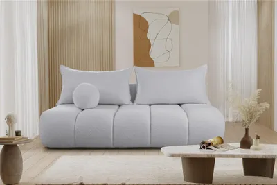 Produktbild von Schlafsofa Designersofa Sofa 3-Sitzer ANZIA in Stoff Ascot Bukla Hellgrau