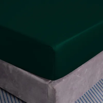 Produktbild von Spannbettlaken aus Baumwolle 160x200+25 Flaschengrün
