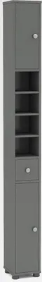 Produktbild von Badezimmerschrank hoch, Hochschrank mit Schublade, verstellbare Ablagen, offenes Fach, Badschrank schmal, Toilettenschrank Aufbewahrungsschrank für Badezimmer, Wohnzimmer & Küche (Grau)