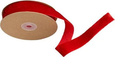 Produktbild von INF 2,5cm x 10m Samtband - Einseitiges beflocktes Band für DIY & Weihnachtsdeko Rot
