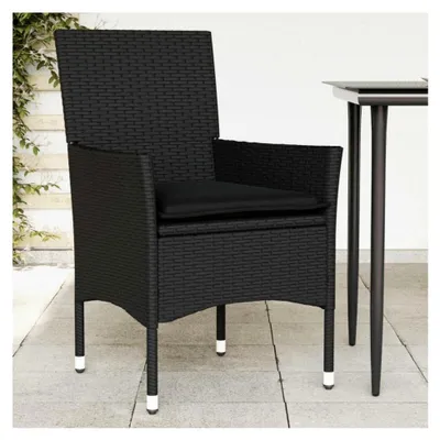 Produktbild von Gartenstühle mit Kissen 2 Stück Schwarz Poly Rattan