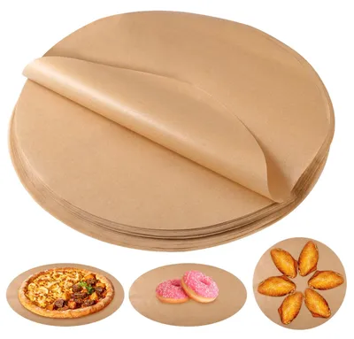 Produktbild von 200 Blatt rundes Backpapier (Ø 30 cm), Backpapier für Heißluftfritteusen, rundes Antihaft-Backpapier, rundes Grillpapier, hitzebeständig, für Pizza, Backofen, Heißluftfritteuse
