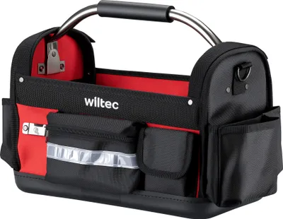 Zdjęcie produktu dla Składana torba narzędziowa Wiltec 40 x 20 x 28 cm do 30 kg, torba narzędziowa z 29 przegrodami, torba robocza z paskiem na ramię, wodoodporna torba transportowa