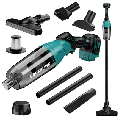 Akkustaubsauger 24 kPa, HEPA-Filter, für Zuhause & Auto, blau