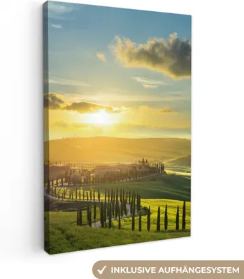Produktbild von MuchoWow® - Leinwandbilder - Toskana - Sonne - Italien, Wandbild, Wanddeko Bilder Wohnzimmer, 60x90 cm