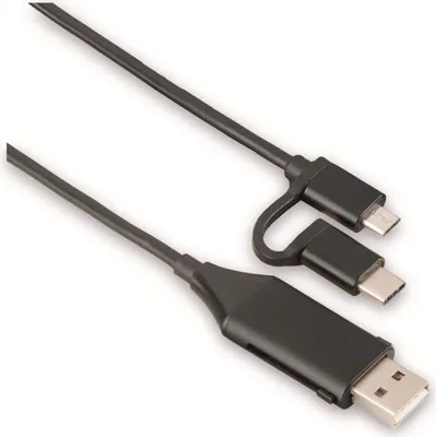 Produktbild von Hama 00135745, 1 m, USB A, USB C, USB 2.0, 0,48 Gbit/s, Schwarz