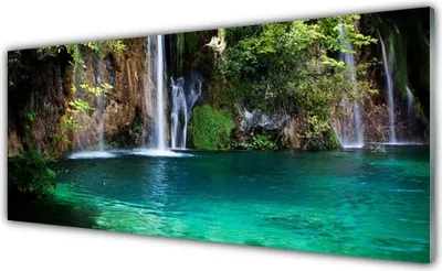 Produktbild von Glasbilder 125x50 Wandbild Druck auf Glas See Wasserfall Natur