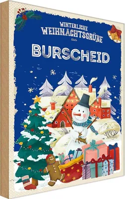Produktbild von vianmo Holzschild 18x12 cm Weihnachtsgrüße BURSCHEID Weihnachten