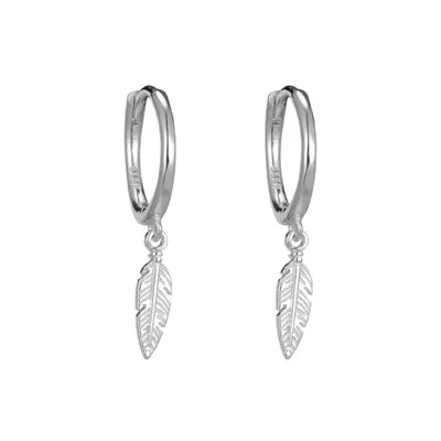 Produktbild von Feder Design Ohrschmuck Damenohrringe Ohrcreolen Sterlingsilber 925, GESCHENKIDEE, inklusive Geschenkschachtel