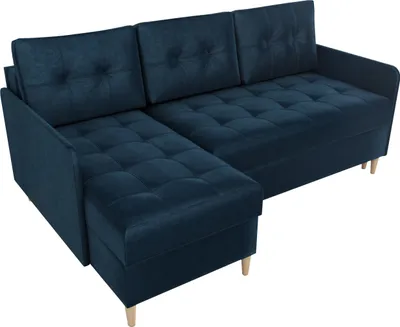 Produktbild von BroMARKT Ecksofa mit Schlaffunktion und Bettkasten Fado Blau Samtstoff Links