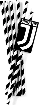 Produktbild von 12 Papierstrohhalme Juventus Karton 19,5 cm Schwarz-Weiß - Einheitsgröße