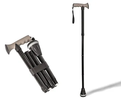 Productafbeelding van Opvouwbare wandelstok - Aluminium - Ergonomische handgreep - Antislip rubberen voet - Verstelbaar van 84-95 cm - Lichtgewicht en draagbaar - Wandelstok