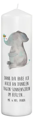 Produktbild von Mr. & Mrs. Panda Kerze Elefant Biene 29 x 8 cm XL - Weiß - Geschenk, Erinnerungslicht, Stumpenkerze, Hochzeitsgeschenk, Bedruckte, Lustige Sprüche, Blockkerze, Wachskerze