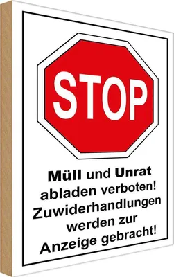 Produktbild von vianmo Holzschild 30x20 cm Stop Müll und Unrat verboten Warnschild Hinweisschild