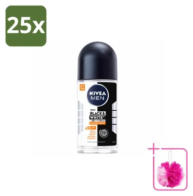 Produktbild von 25 x NIVEA MEN Black & White Ultimate Impact Deodorant Roller 50 ml - Sparpackung - 25 Stücke