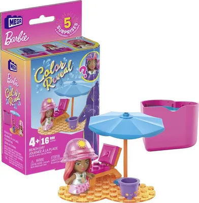 Zdjęcie produktu dla Mattel Mega Construx Barbie: Color Reveal – Miniaturka Barbie – Dzień na plaży (HHP88)
