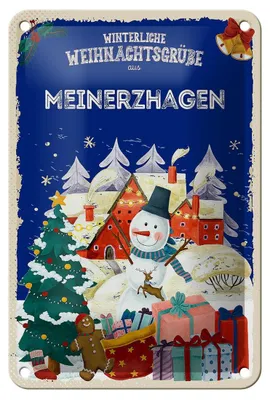 Produktbild von Blechschild Weihnachtsgrüße MEINERZHAGEN Geschenk Dekoration 12x18cm